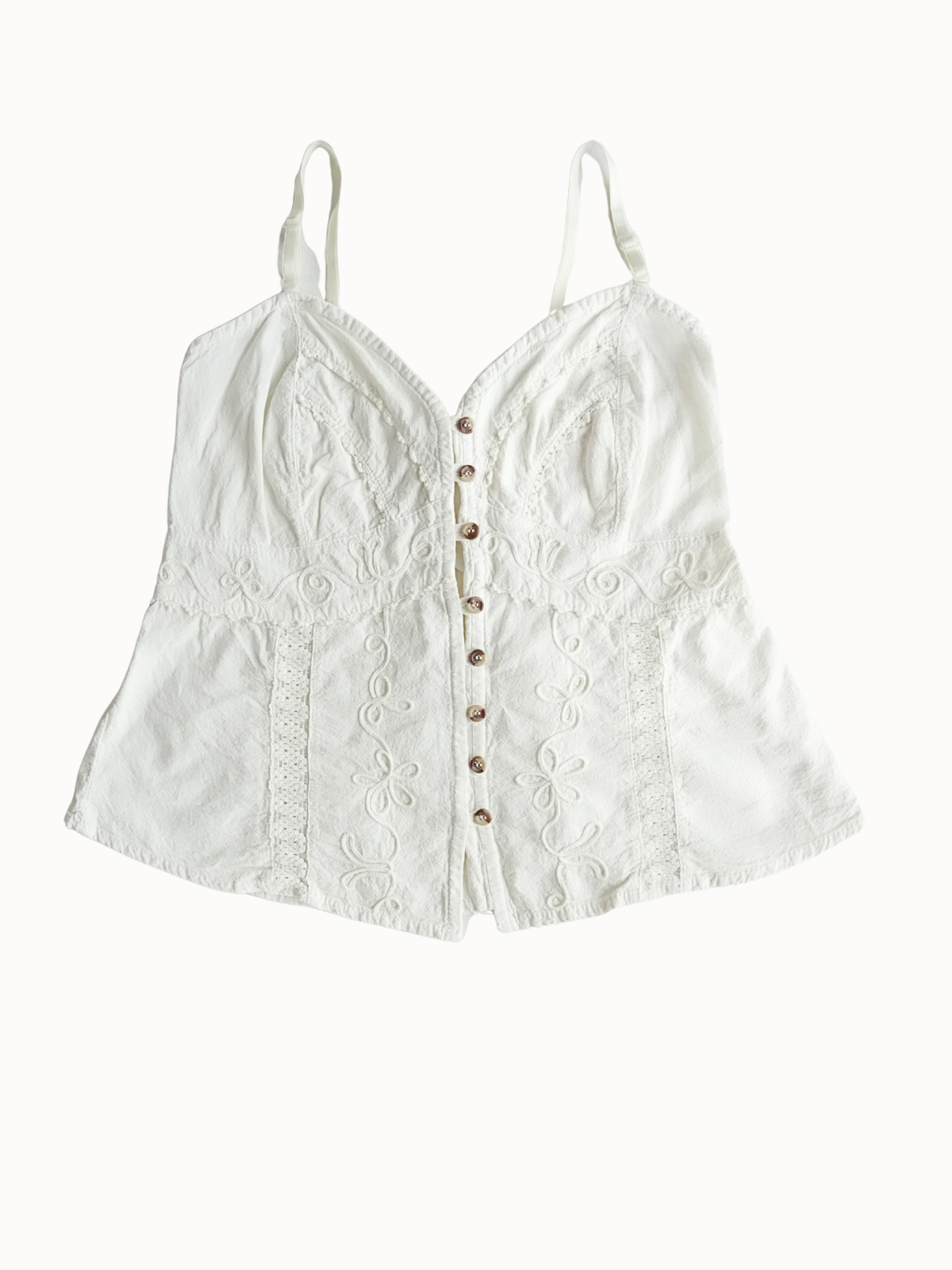 White Broderie Top - S