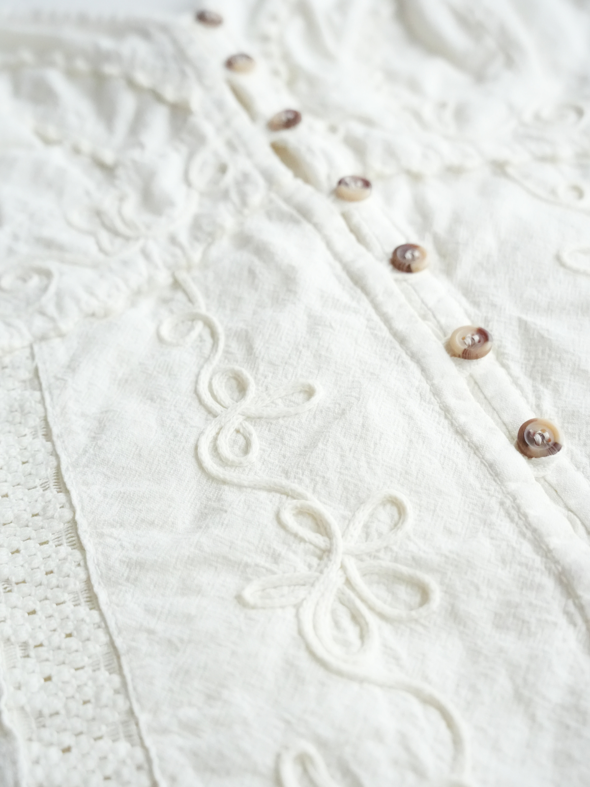 White Broderie Top - S