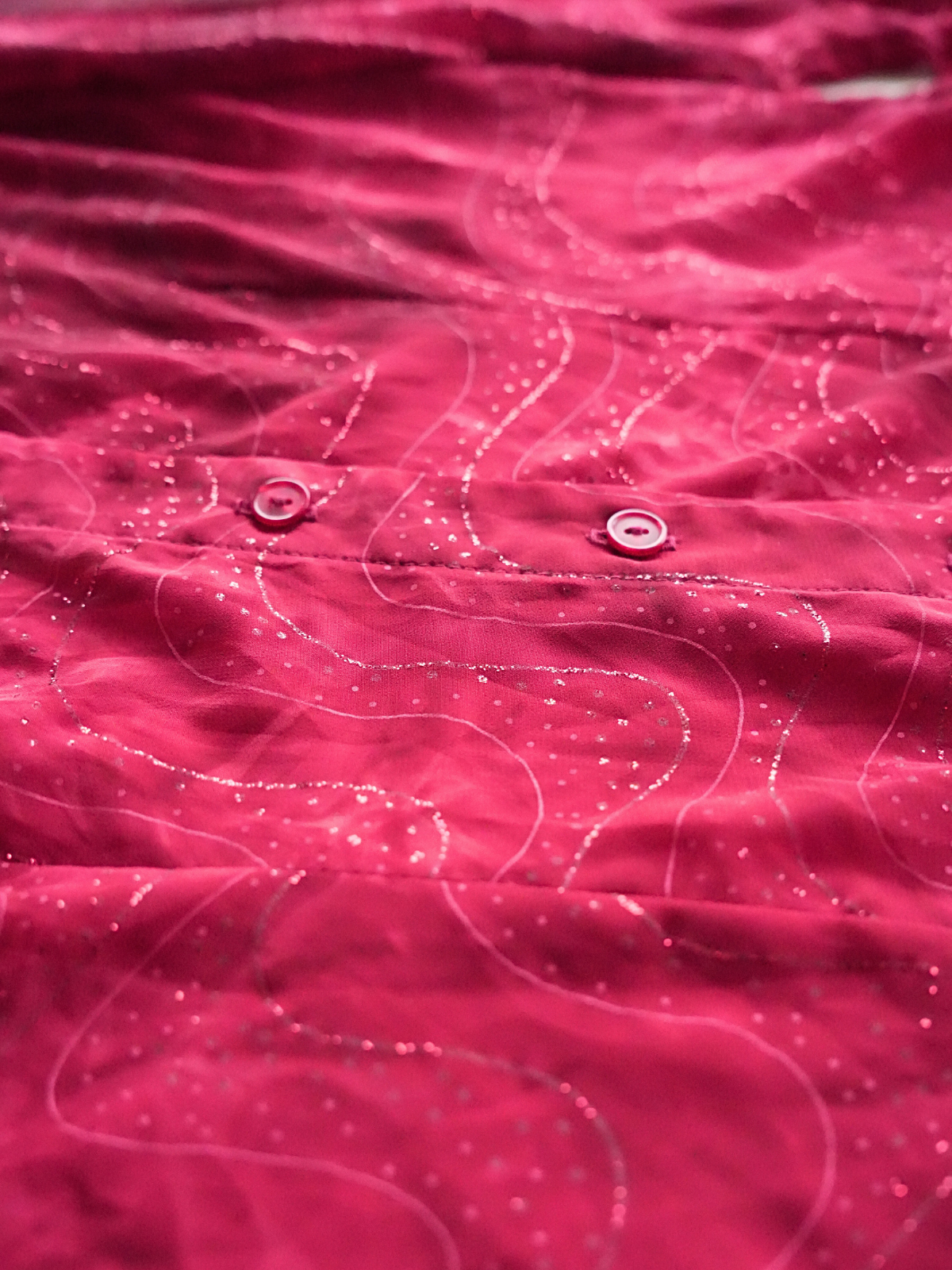 Sheer Red Glitter Shirt - M