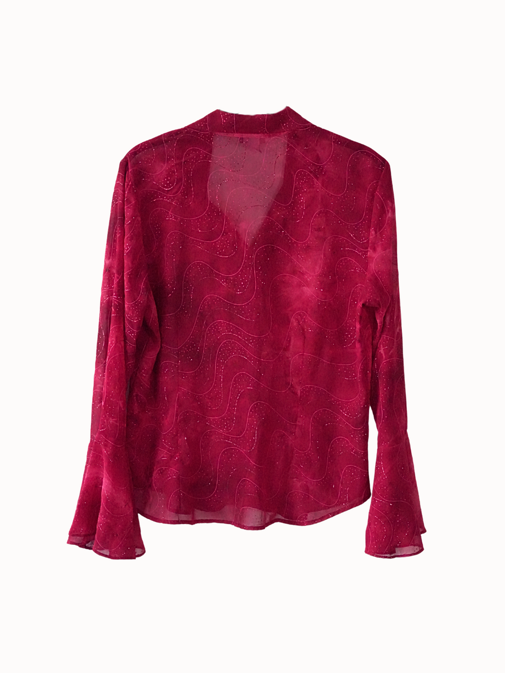 Sheer Red Glitter Shirt - M