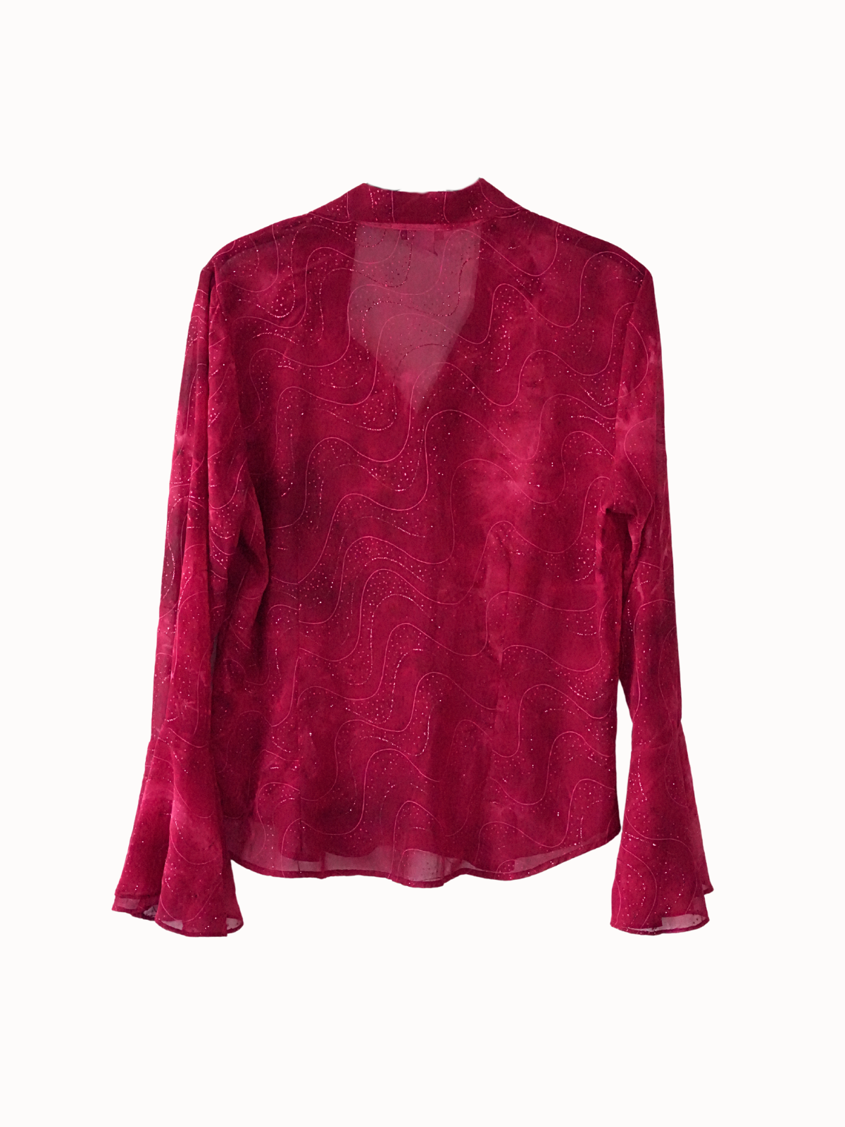Sheer Red Glitter Shirt - M