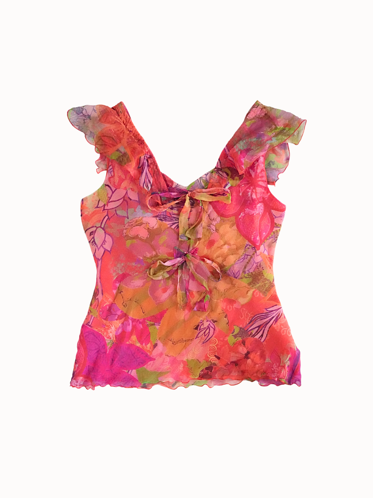 Mesh Ruffle Top - L