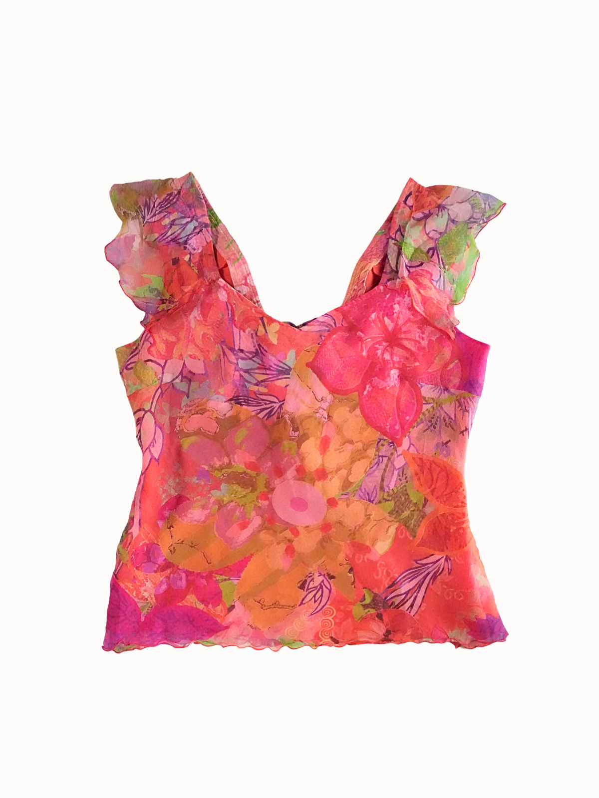 Mesh Ruffle Top - L