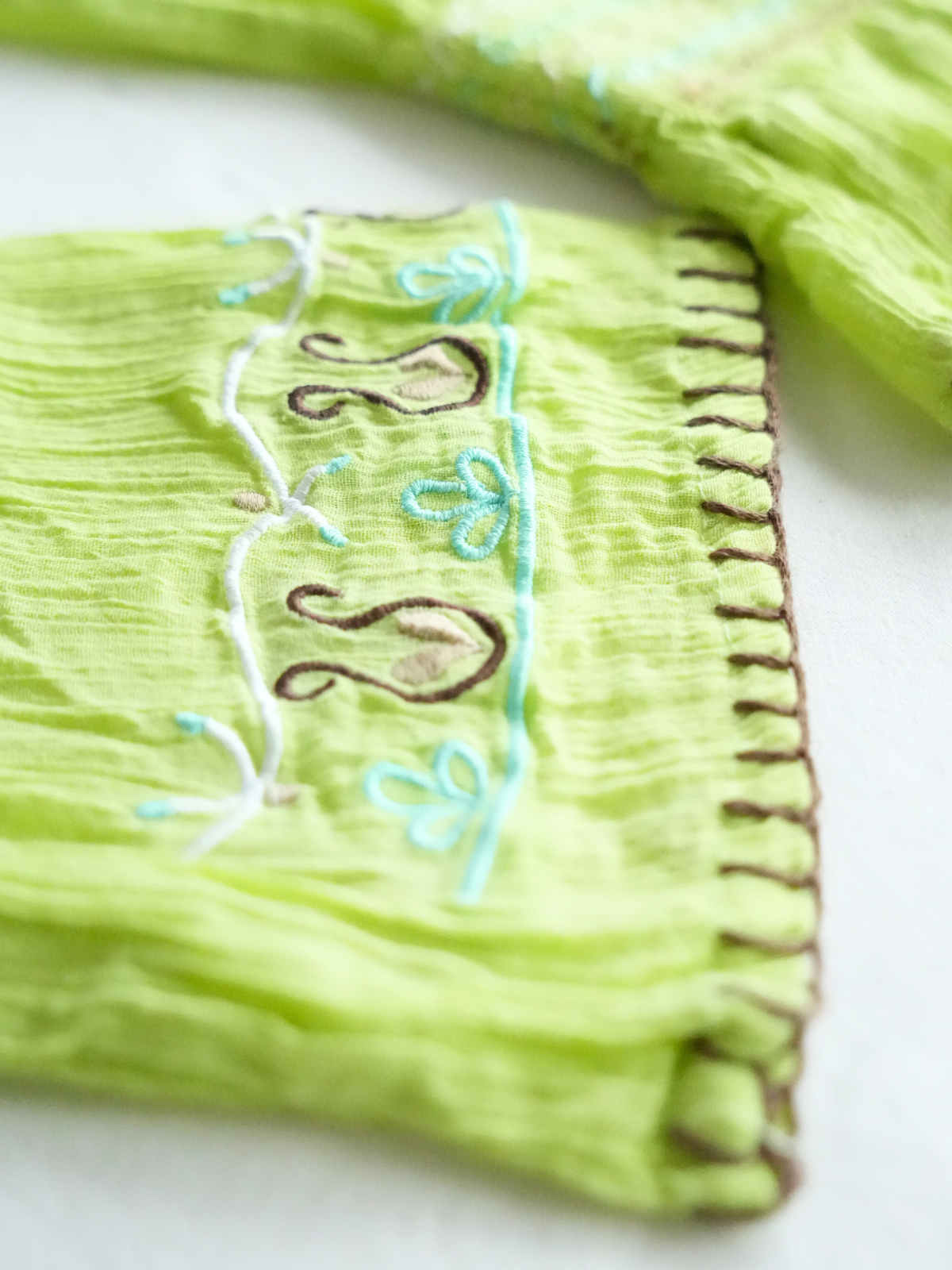 Embroidered Lime Blouse - XS/S
