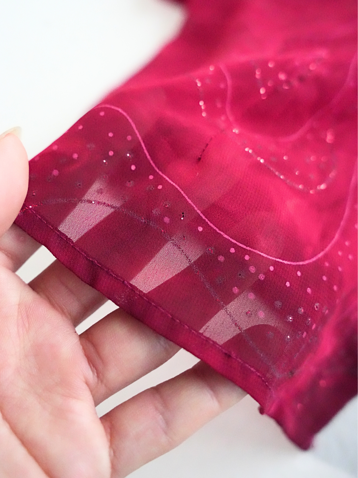 Sheer Red Glitter Shirt - M