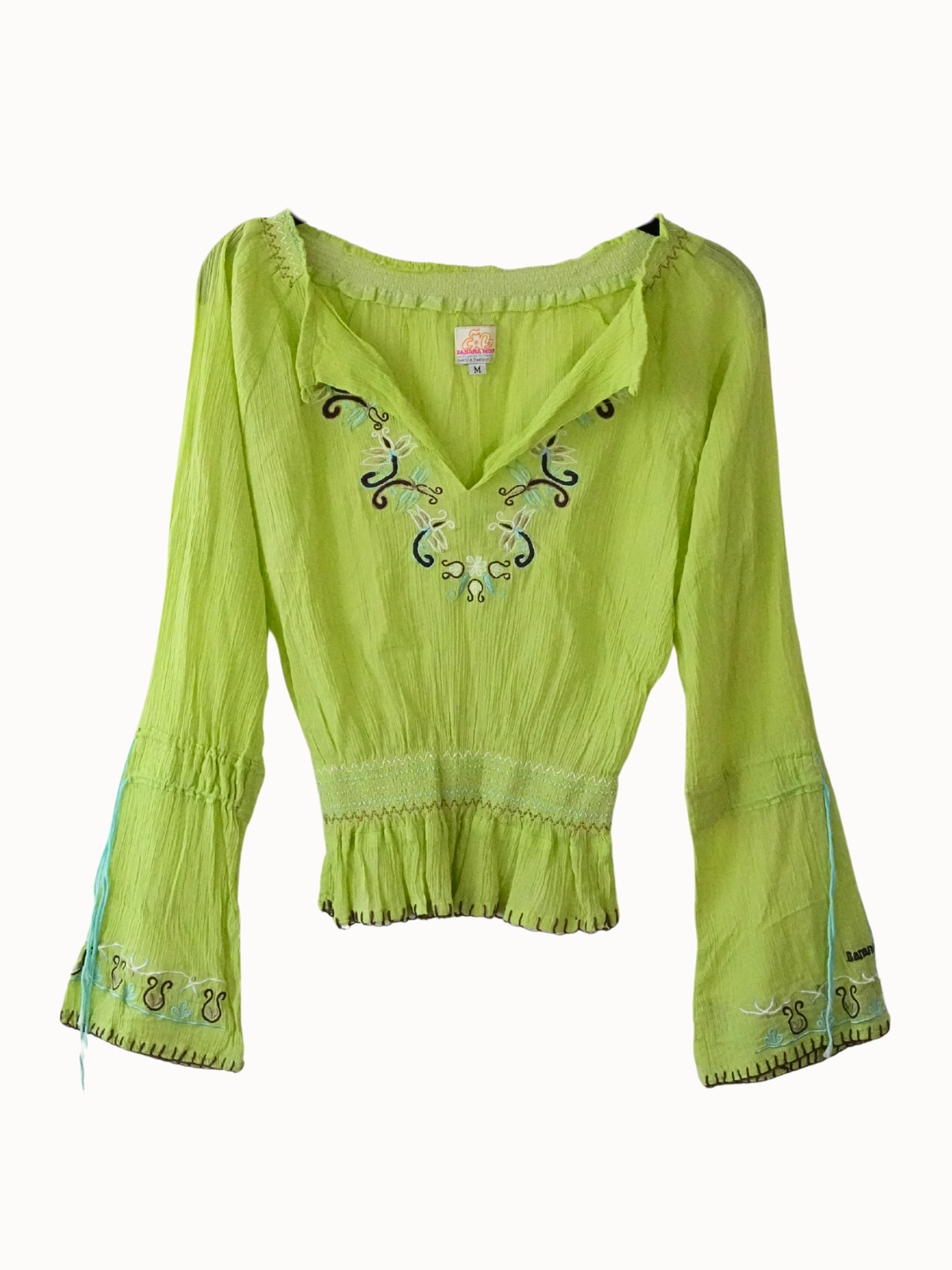 Embroidered Lime Blouse - XS/S