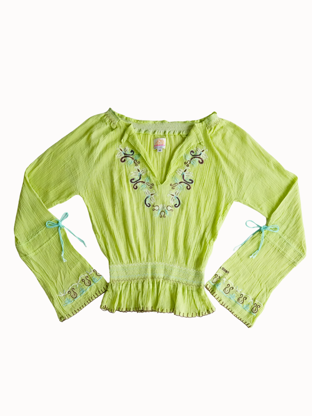 Embroidered Lime Blouse - XS/S