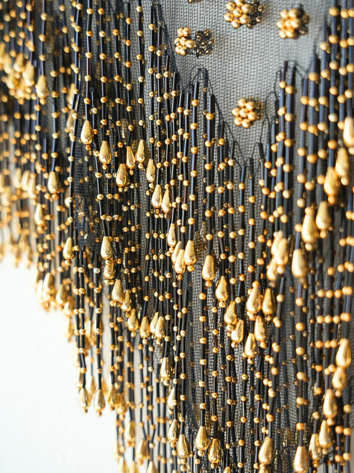 Midnight Gold Fringe Cape - one size