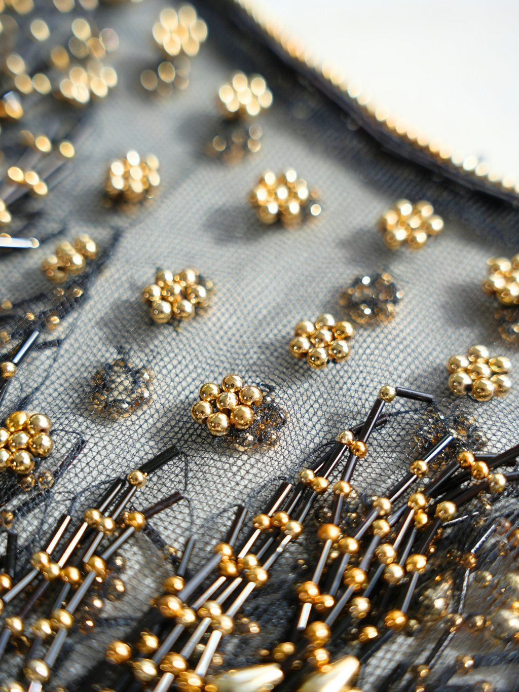 Midnight Gold Fringe Cape - one size