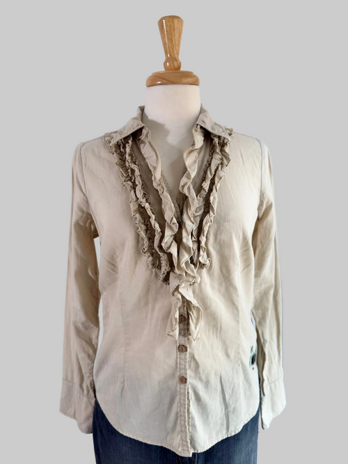 Beige Blus med Volanger