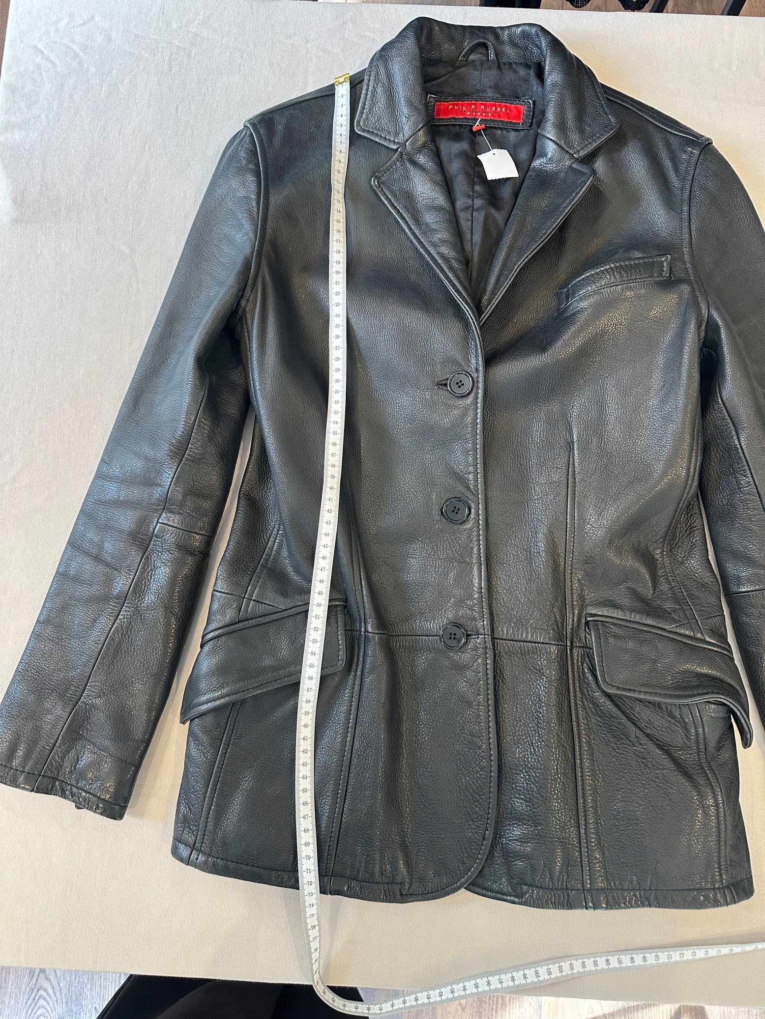 Minimalist Leather Blazer Black