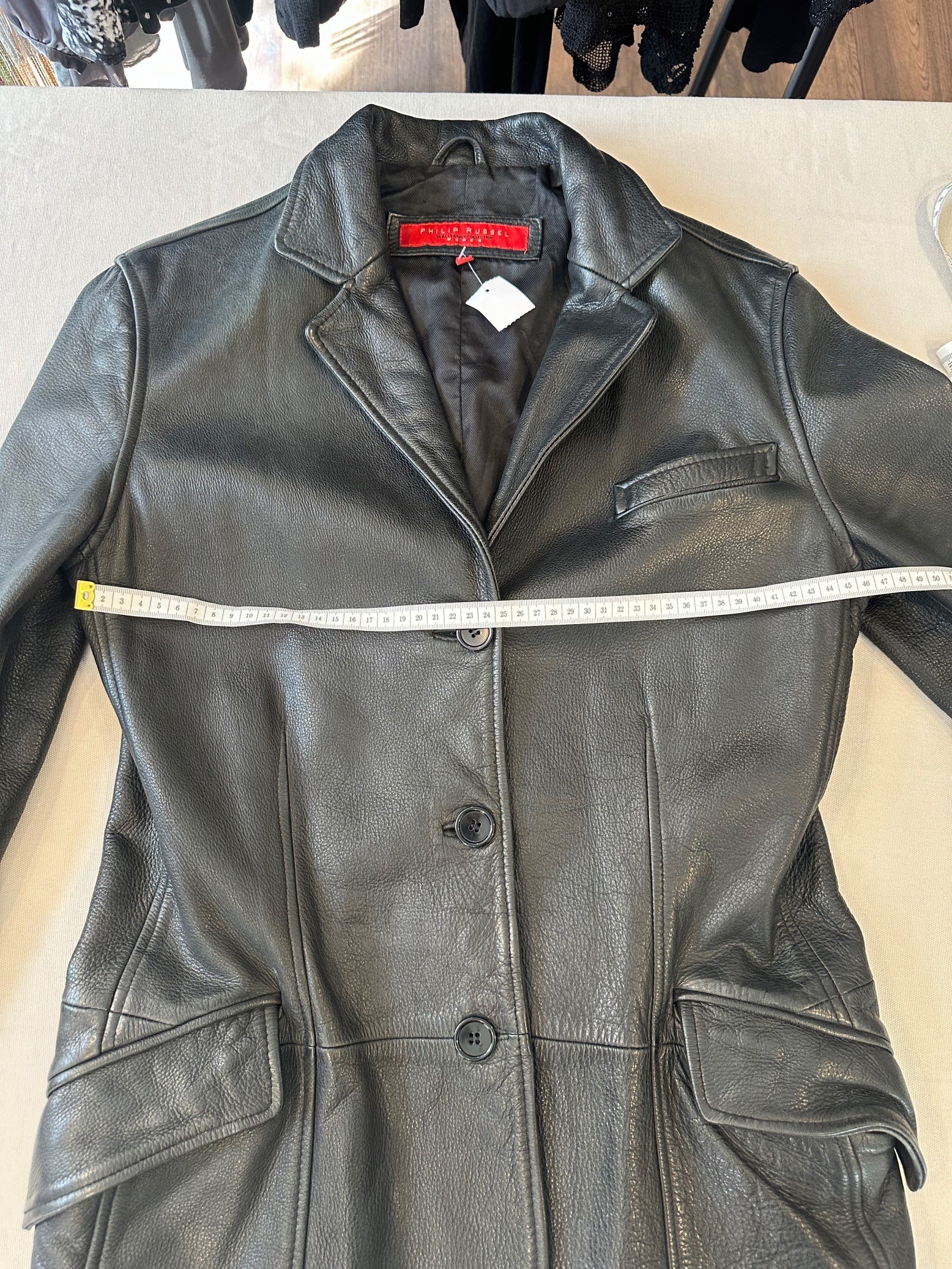 Minimalist Leather Blazer Black