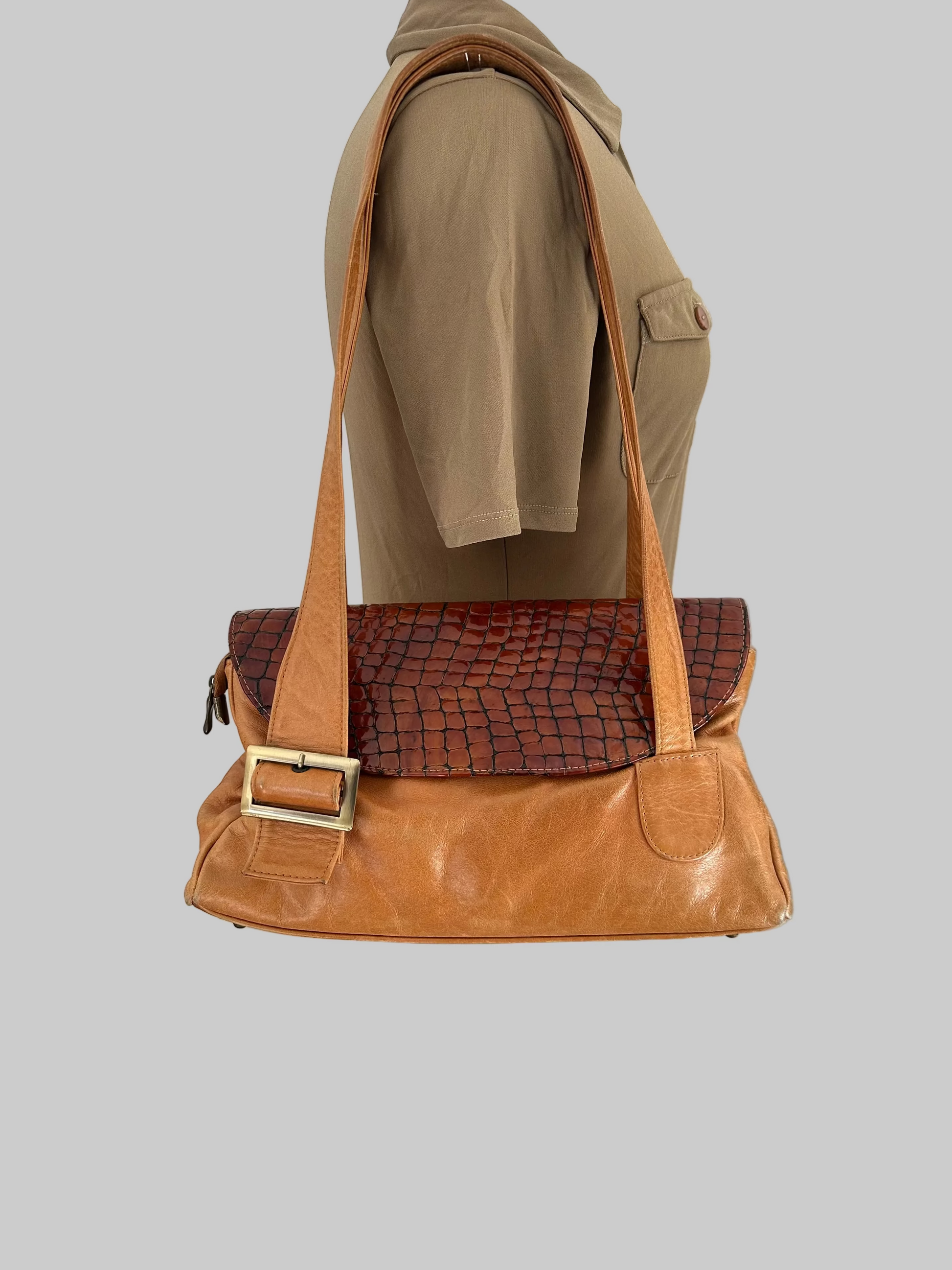 Vintage Croc Bag – Brun Axelväska