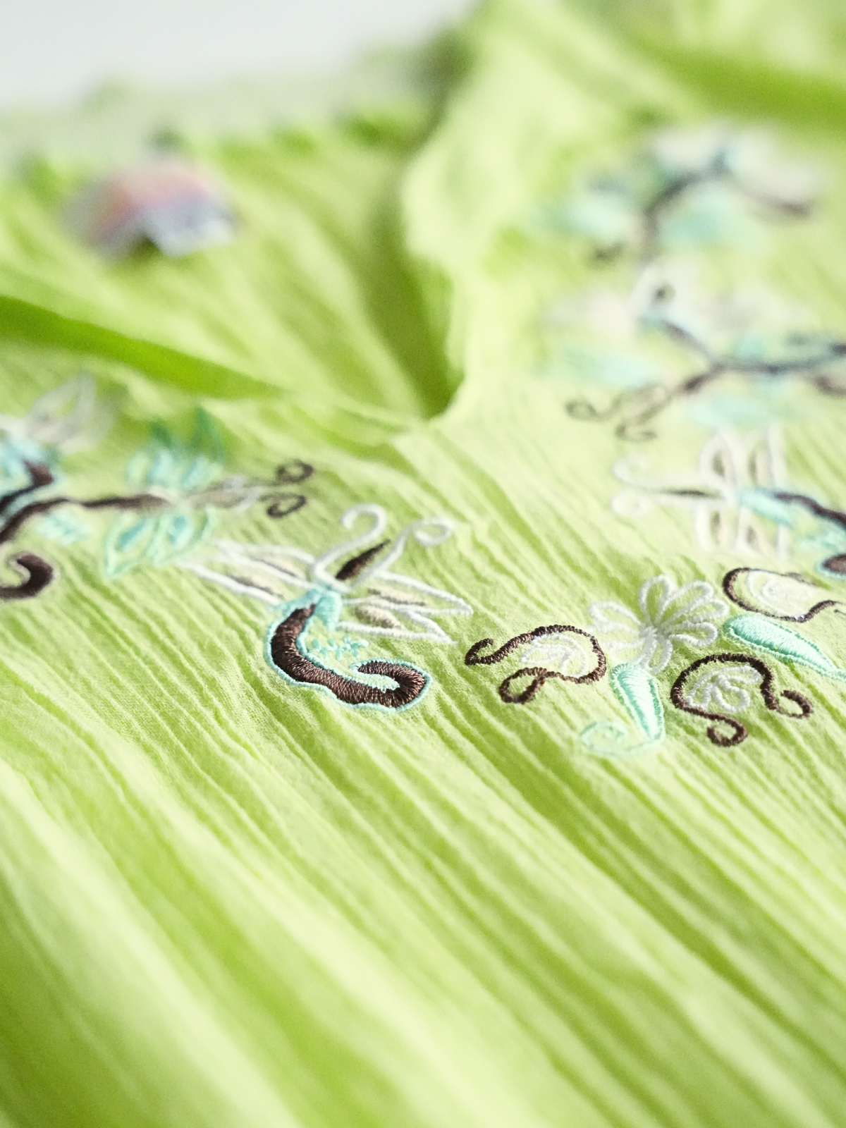 Embroidered Lime Blouse - XS/S